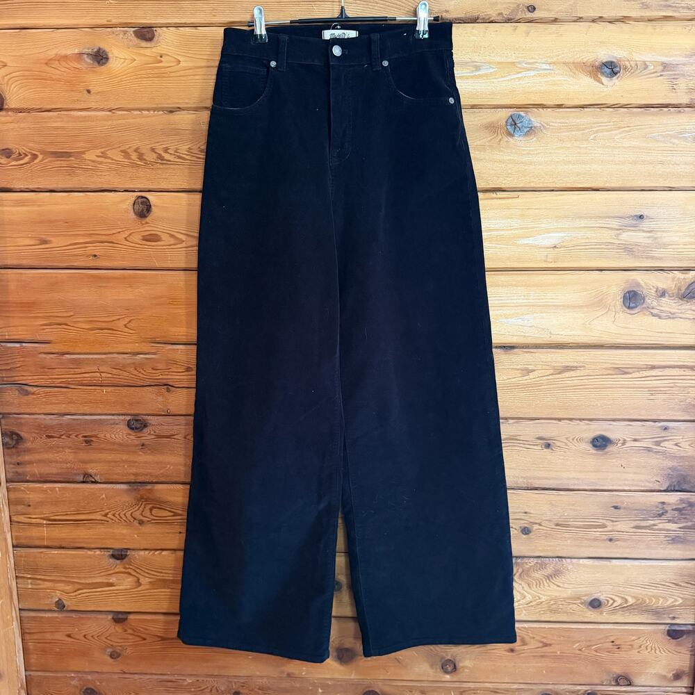Madewell Super Wide Leg Pant Black Corduroy Size 26